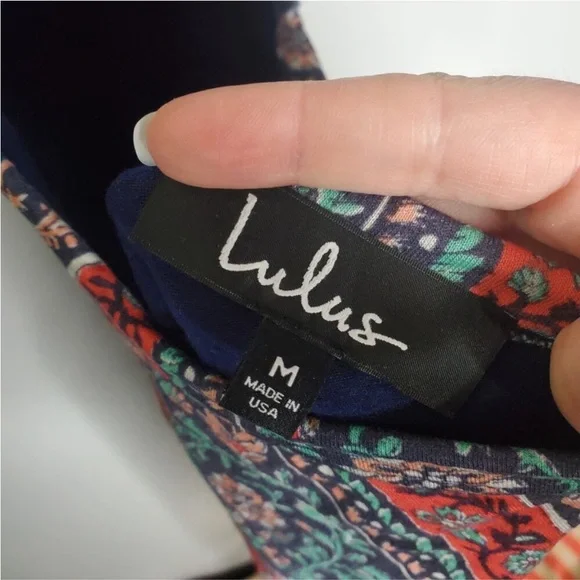 Lulus Kiss the Sky Halter Open Back Midi Dress Women's Size Medium Blue Red - Picture 5 of 7